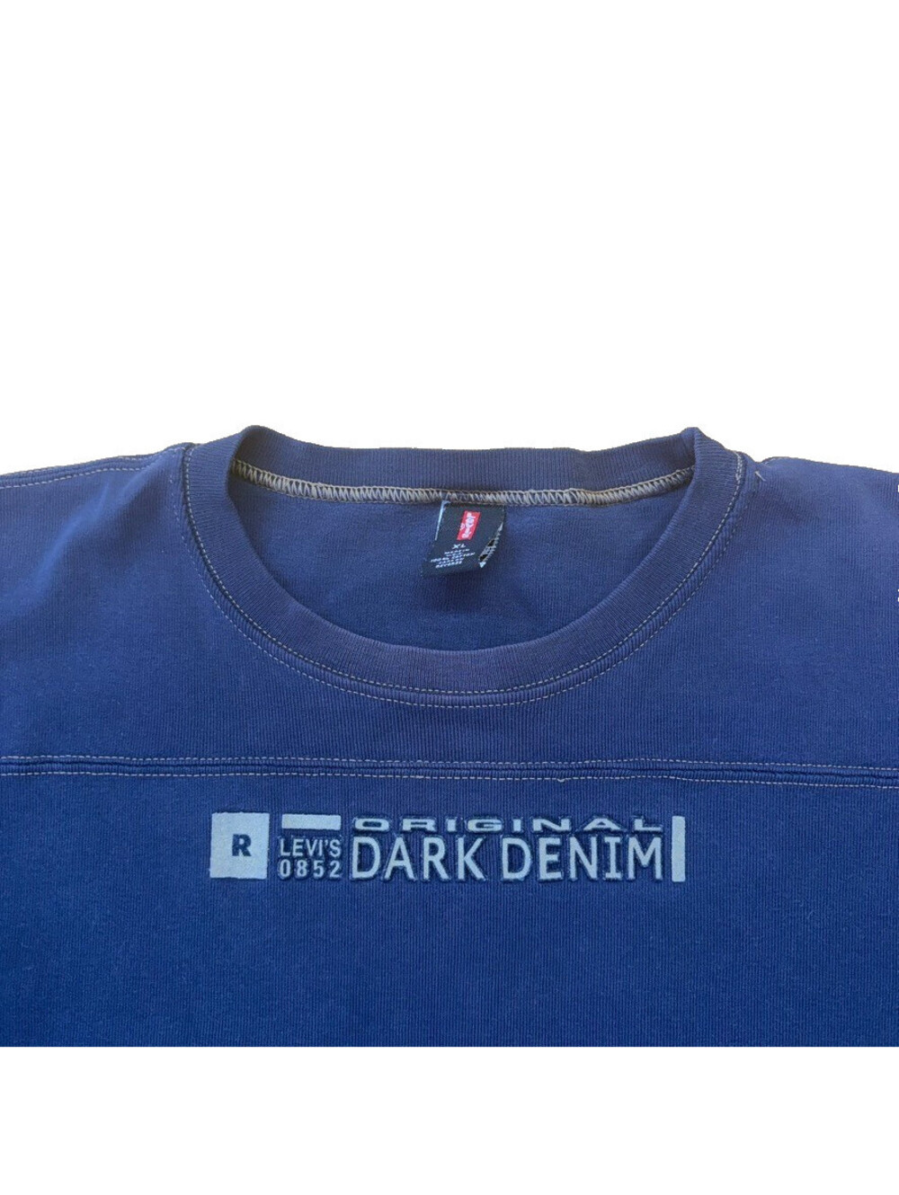 Levis Original Dark Denim 90s Long Sleeve Shirt Mens XL Navy
